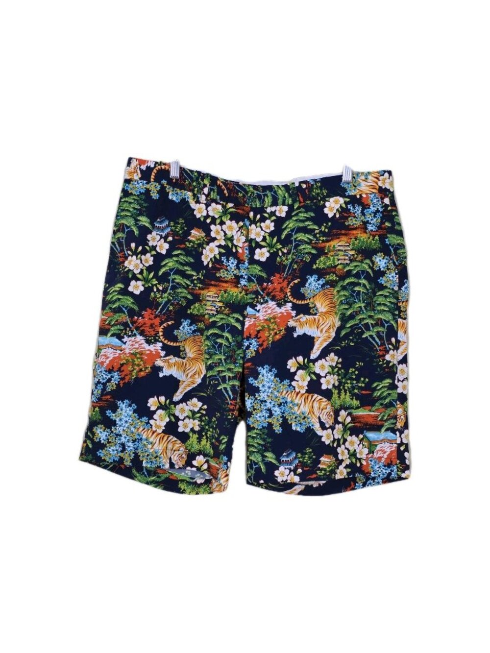 RLX Ralph Lauren Navy Floral & Tiger Print Flat Front Shorts